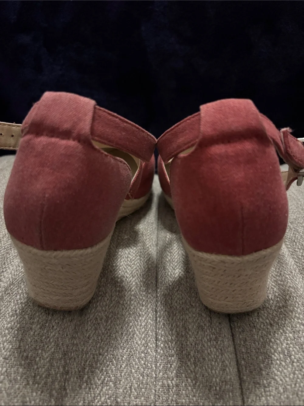 BOC Women's Red Canvas Mary Jane Wedges Size 8